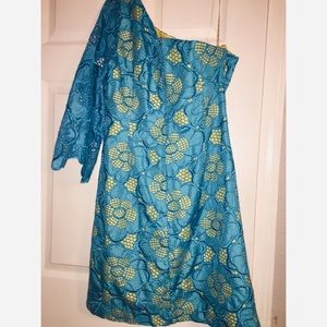 Stunning Lily Pulitzer teal & yellow unique dress